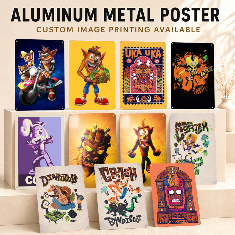 Arcade Quest - Crash Bandicoot Dokulu Posterler Kişiselleştirilmiş Alüminyum